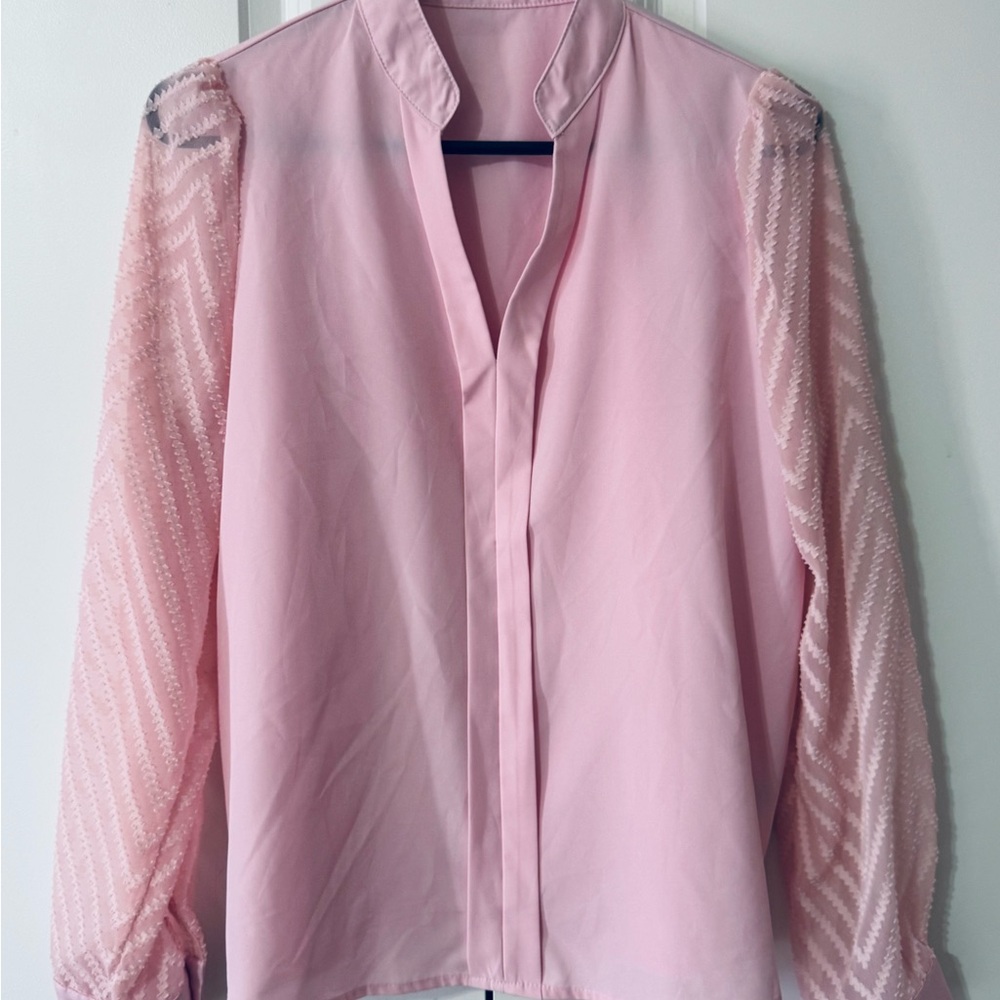 SHEIN Light Pink Blouse with Sheer Sleeves